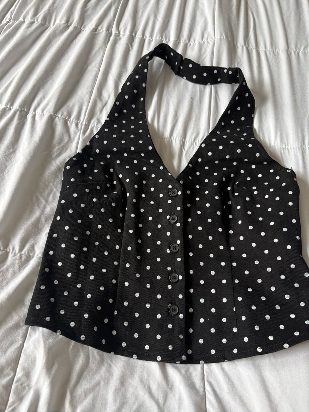 NWT EDIKTED Polka Dot Halter Top - Black